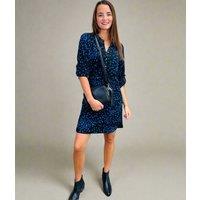 Blue Heart Print Belted Shirt Dress Size 20