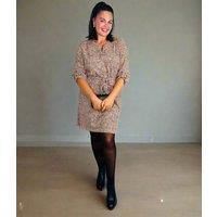 Caramel Dotty Print Belted Shirt Dress Size 18