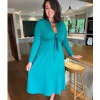 Emerald Green Tie Front Midi Dress Size 6