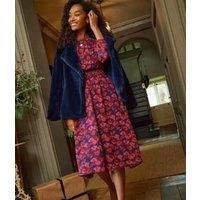 Pink Rose Print Lorie Midi Dress Size 16