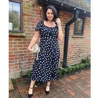 Black Polka Dot Midi Dress Size 24