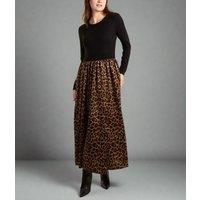 Brown Leopard Midi Dress Size One Size