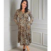 Lola Leopard Print Satin Shirt Dress Size 16