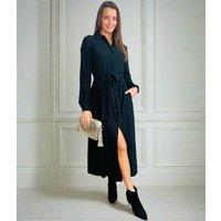 Chrissie Black Belted Midaxi Shirt Dress Size 12