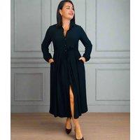 Chrissie Black Belted Midaxi Shirt Dress Size 8