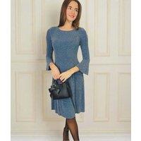 Blue Grey Sparkle Fit & Flare Dress Size 12