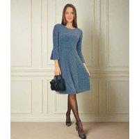 Blue Grey Sparkle Fit & Flare Dress Size 16