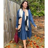Chambray Tiered Denim Midi Dress Size 14