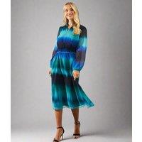 Ombre Shirred Waist Midi Dress Size 12