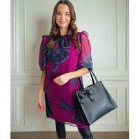 Burgundy Printed Shift Dress Size 10