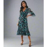 Floral Print Tiered Tea Dress Size 10