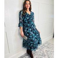 Floral Print Tiered Tea Dress Size 20