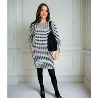 Black & White Check Metallic Shift Dress Size 14