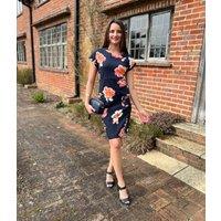 Navy Floral Tallahasee Cotton Jersey Dress Size 18