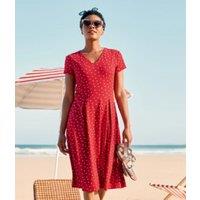 Red Polka Dot Pier View Jersey Dress Size 6