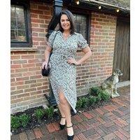 Khaki Ikat Midi Dress Size 8