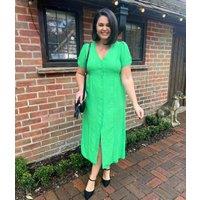 Green Button Through Midi Tea Dress Size 14