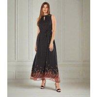 Black Border Print Maxi Dress Size 10