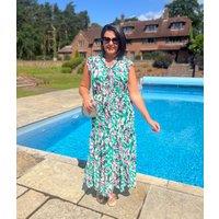 Abstract Tie Neck Maxi Dress Size 12