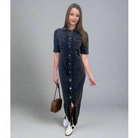 Grey Denim Midi Shirt Dress Size 10