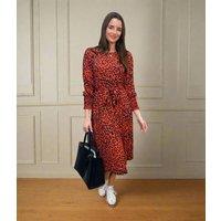 Orange & Navy Leopard Print Dress Size 20