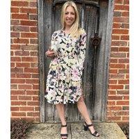 Floral Watercolour Long Sleeve Shirt Dress Size 8