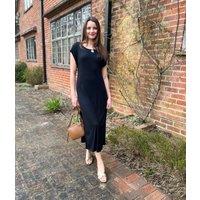 Black Jersey Midi T Shirt Dress Size 12/14
