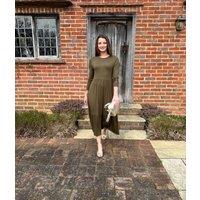 Olive Tiered Jersey Midi Dress Size 6