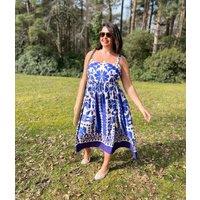 Blue Baroque Print Sun Dress Size 12