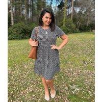 Black Tile Print Cotton Jersey Dress Size 10P