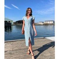 Blue Flower Print Tencel Dress Size 12P