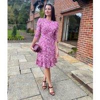 Pink Flower Print Ami Jersey Dress Size 8