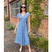 Blue Clara Ditsy Print Midi Dress Size 12/14