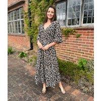 Leopard Print Shirred Waist Midaxi Dress Size 10/12