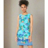 Turquoise Floral Border Print Shift Sundress Size 18