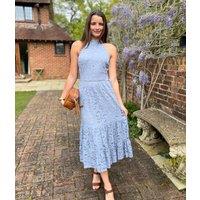 Pale Blue Lace Halter Neck Dress Size 10