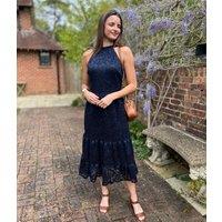 Navy Lace Halter Neck Dress Size 8