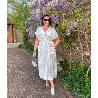 Ivory Striped Midi Summer Dress Size One Size