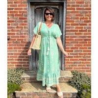 Sage Green Boho Print Midi Sundress Size One Size