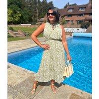 Green Santorini Shirred Waist Midi Dress Size 8/10