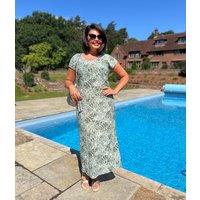 Green Leaf Print Midi Dress Size 14/16