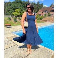 Navy Blue Smocked Sun dress Size 10
