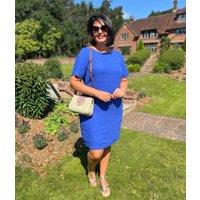 Blue Self Stripe Linen Blend Dress Size 22