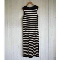 Black & Ivory Stripe Crochet Dress Size 14/16
