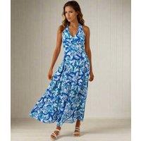 Blue Floral Halterneck Midaxi Sundress Size 8