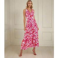 Pink Floral Halterneck Midaxi Sundress Size 10