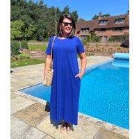 Blue Cotton Midaxi T Shirt Dress Size 22