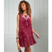 Burgundy Boho Embroidered Tunic Dress Size 8