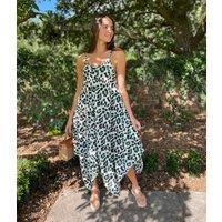 Green Leopard Print Hanky Hem Cami Dress Size One Size