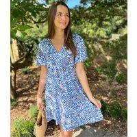 Blue Aztec Flutter Dress Size 8/10